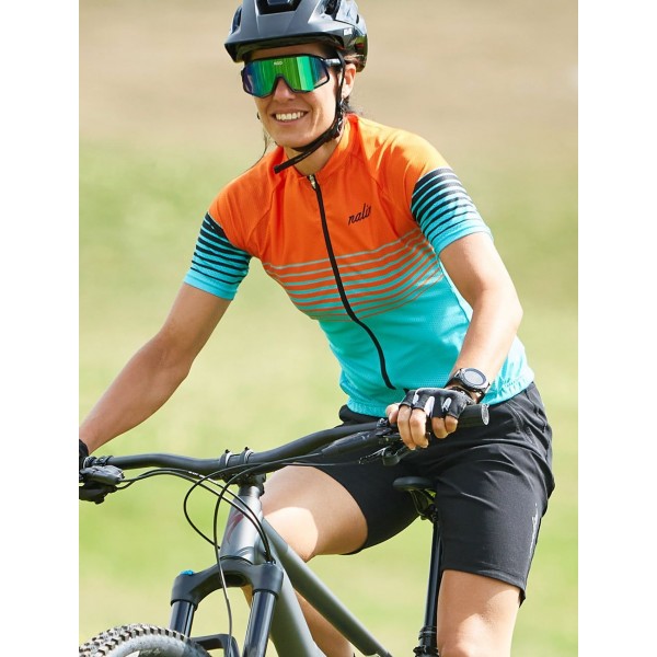 Cross Lady Radtrikot Damen kurzarm türkis/orange (E22-4180) Cross Lady Radtrikot Damen kurzarm türkis/orange (E22-4180)