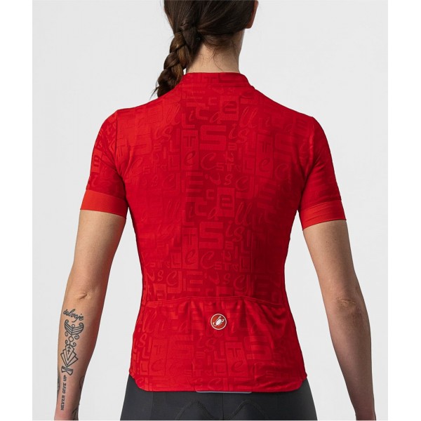 Promessa Jacquard Radtrikot Damen kurzarm rot