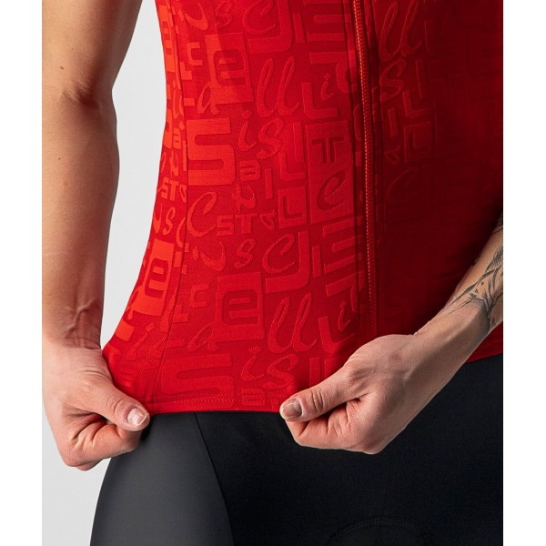 Promessa Jacquard Radtrikot Damen kurzarm rot