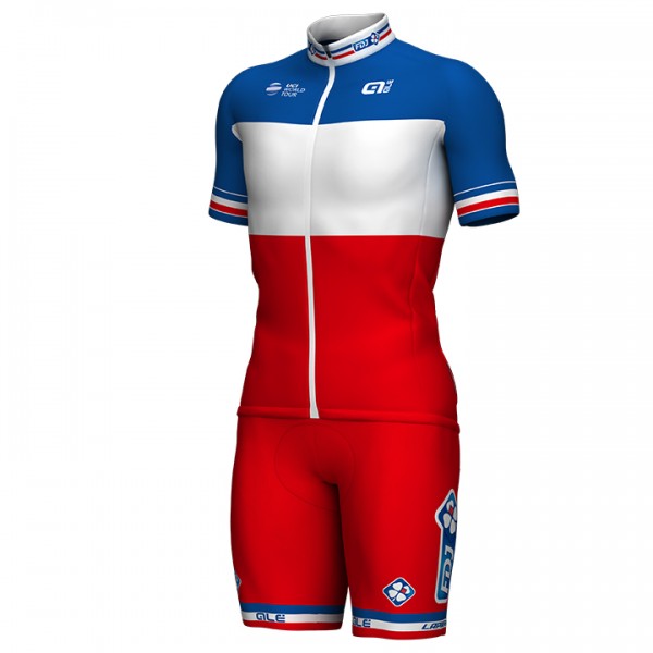 2017-2018 Fdj Französischer Meister Radbekleidung Radtrikot Kurzarm und Fahrradho Radtrikot Kaufen