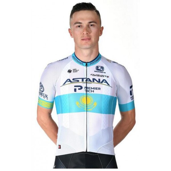 Fahrradbekleidung Radsport 2020 Astana Pro Team Trikot Kurzarm Outlet Weiß Radtrikot Kaufen