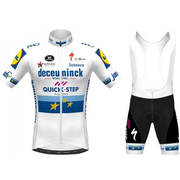 Fahrradbekleidung Radsport 2020 DECEUNINCK QUICK-STEP European Champion Radbekleidung Satz Trikot Kurzarm+Trägerhosen Radtrikot Kaufen