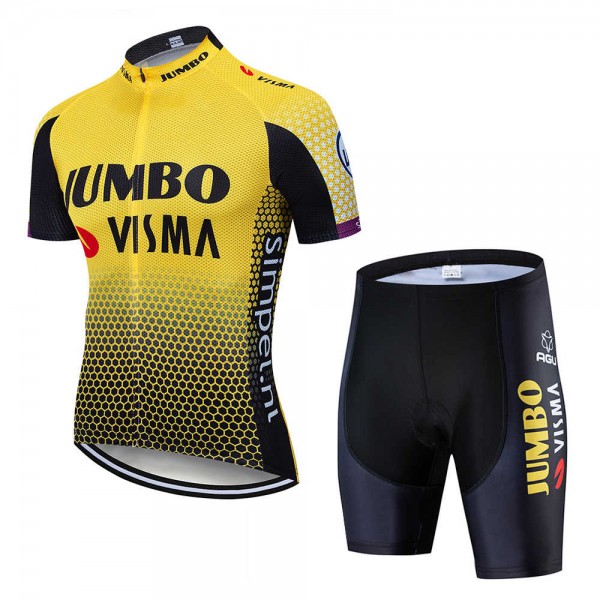 Fahrradbekleidung Radsport 2020 TEAM JUMBO-VISMA Radbekleidung Satz Trikot Kurzarm+Fahrradhose Se Radtrikot Kaufen