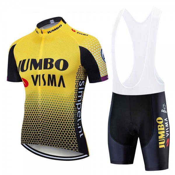 Fahrradbekleidung Radsport 2020 TEAM JUMBO-VISMA Radbekleidung Satz Trikot Kurzarm+Trägerhosen Se Radtrikot Kaufen