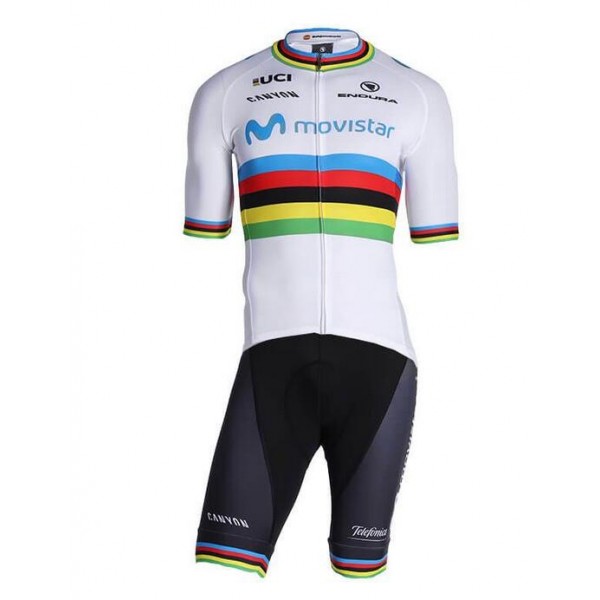 Fahrradbekleidung Radsport 2020 MOVISTAR TEAM World Champion Radbekleidung Satz Trikot Kurzarm+Trägerhosen Set Outl Radtrikot Kaufen