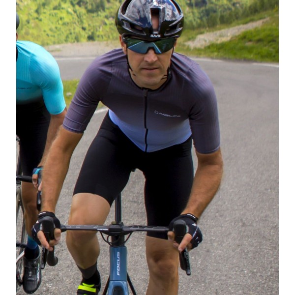 Ergo Fit Jersey Radtrikot kurzarm grau/blau