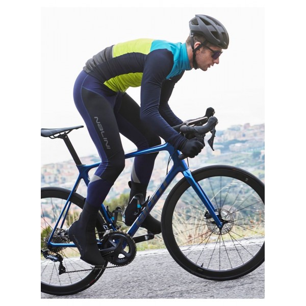 Asfalto Jkt Fahrrad Winterjacke dunkelblau/gelbgrün/türkis