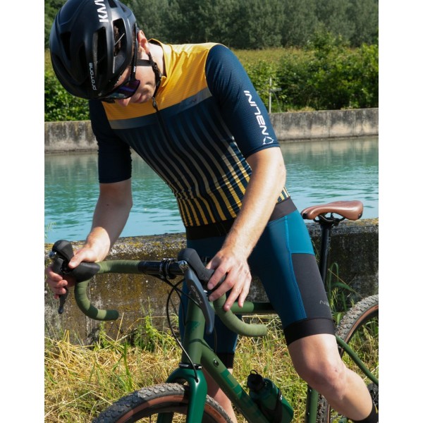 New Respect Radtrikot kurzarm blau/gelborange New Respect Radtrikot kurzarm blau/gelborange