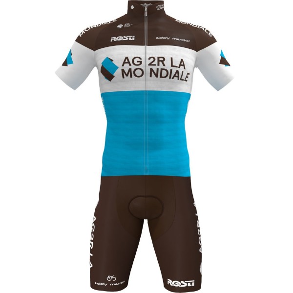 AG2R La Mondiale 2019 Radtrikot kurzarm (langer Reißverschluss)-Radsport-Profi-Team
