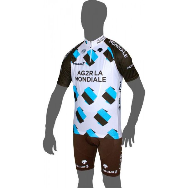 AG2R LA MONDIALE 2014 Kurzarmtrikot (kurzer Reißverschluss) Radsport-Profi-Team