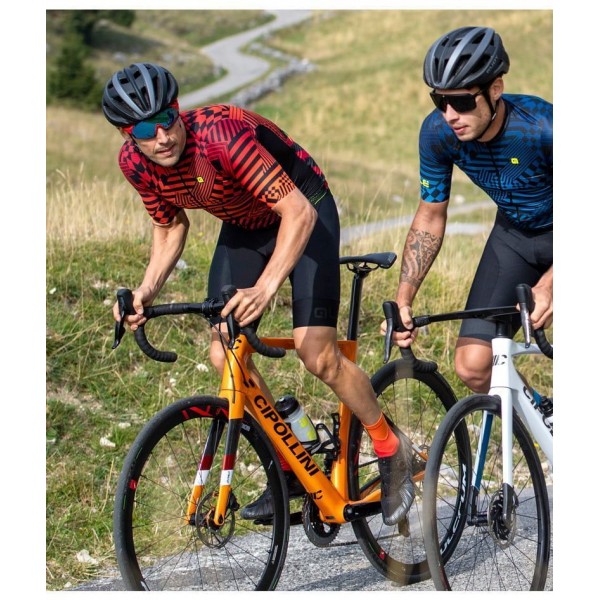 ALE CHECKER Radtrikot kurzarm schwarz/rot