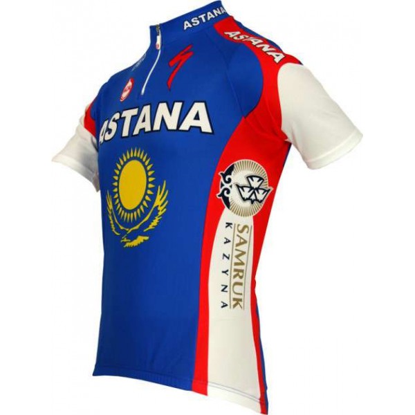 Astana Slowenischer Meister 2010 Radsport-Profi-Team-Kurzarmtrikot mit kurzem Reißverschluss