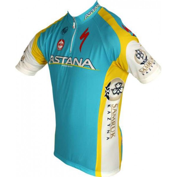 ASTANA 2012 Radsport-Profi-Team-Kurzarmtrikot mit kurzem Reißverschluss