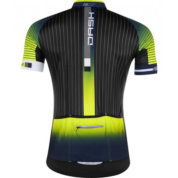 DASH Radtrikot kurzarm blau/neongelb/schwarz