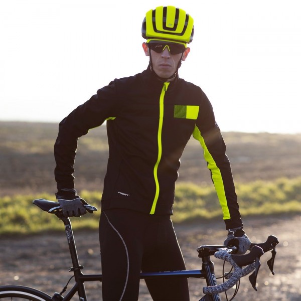 FROST Softshell Fahrradjacke schwarz/neongelb