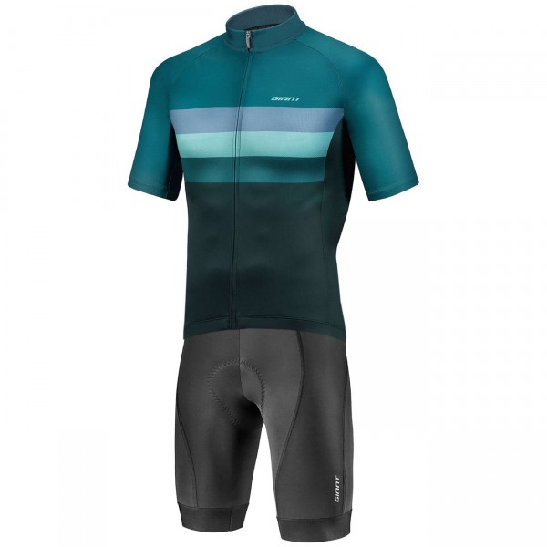 RIVAL Radsport-Set (Kurzarmtrikot+Trägerhose) blau-grün/schwarz