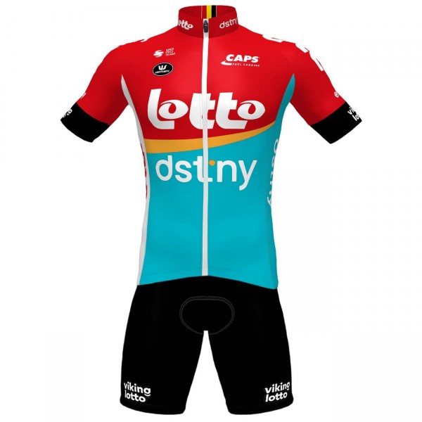 Lotto Dstny 2023 Radsport-Set (Kurzarmtrikot+Trägerhose)-Radsport-Profi-Team