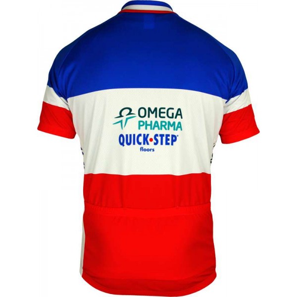 OMEGA PHARMA-QUICKSTEP Französischer Zeitfahrmeister 2012/13 Radsport-Profi-Team-Kurzarmtrikot mit langem Reißverschluss