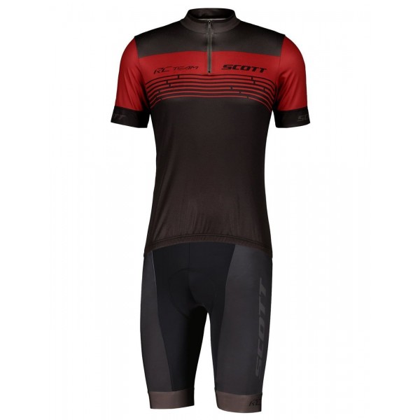 RC TEAM 20 Radsport-Set (Kurzarmtrikot kurzer RV+Radhose kurz) weinrot/schwarz