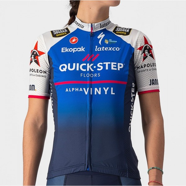 Quick Step-Alpha Vinyl 2022 Competizione Radtrikot Damen kurzarm-Radsport-Profi-Team Radtrikot Kaufen