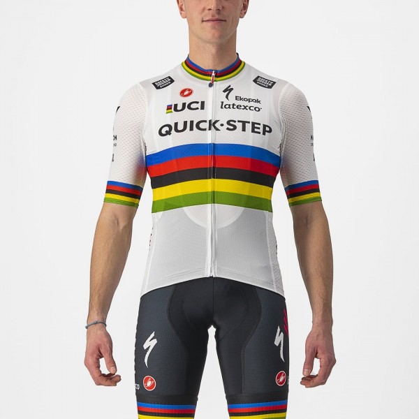 Quick Step-Alpha Vinyl Straßenrad Weltmeister Regenbogentrikot 2022 Competizione Radtrikot kurzarm-Radsport-Profi-Team Radtrikot Kaufen