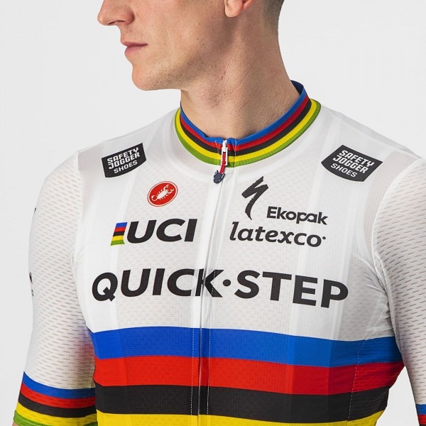 Quick Step-Alpha Vinyl Straßenrad Weltmeister Regenbogentrikot 2022 Competizione Radtrikot kurzarm-Radsport-Profi-Team Radtrikot Kaufen