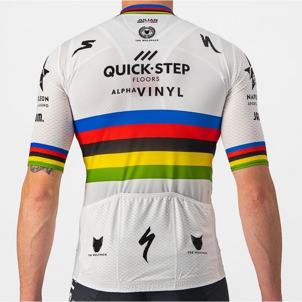 Quick Step-Alpha Vinyl Straßenrad Weltmeister Regenbogentrikot 2022 Competizione Radtrikot kurzarm-Radsport-Profi-Team Radtrikot Kaufen