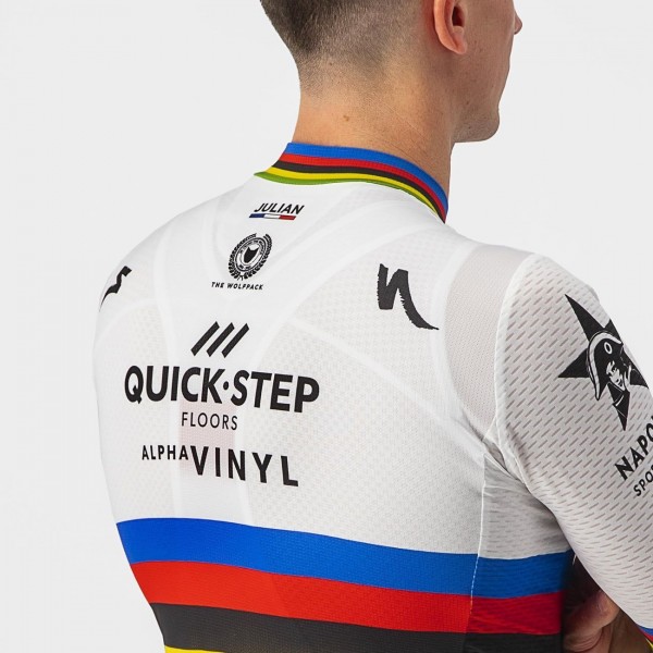 Quick Step-Alpha Vinyl Straßenrad Weltmeister Regenbogentrikot 2022 Competizione Radtrikot kurzarm-Radsport-Profi-Team Radtrikot Kaufen