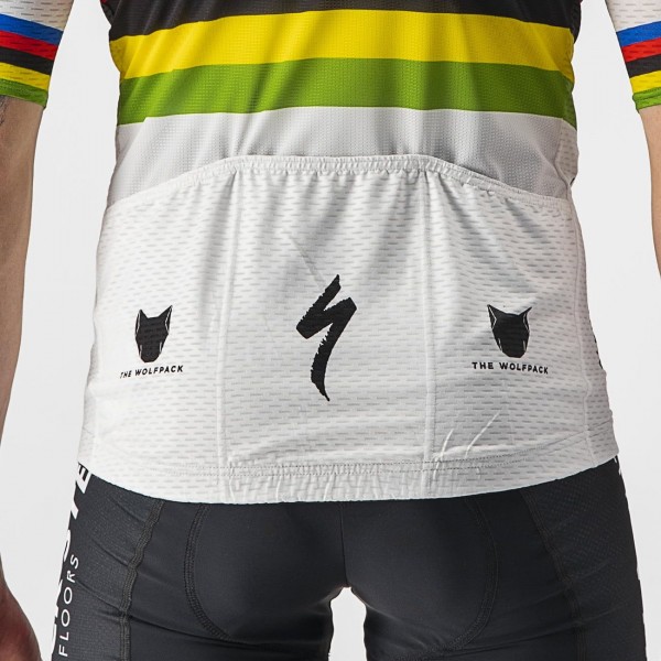 Quick Step-Alpha Vinyl Straßenrad Weltmeister Regenbogentrikot 2022 Competizione Radtrikot kurzarm-Radsport-Profi-Team Radtrikot Kaufen