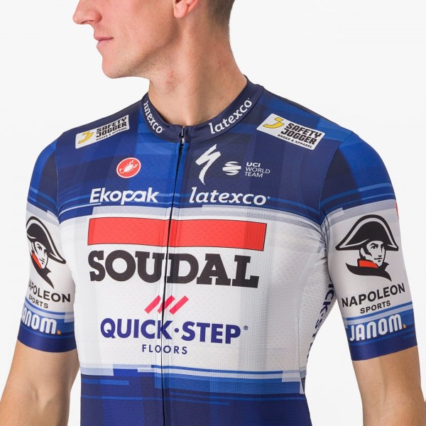 Soudal Quick-Step 2023 Set(Competizione Radtrikot+Competizione Trägerhose)-Radsport-Profi-Team Radtrikot Kaufen