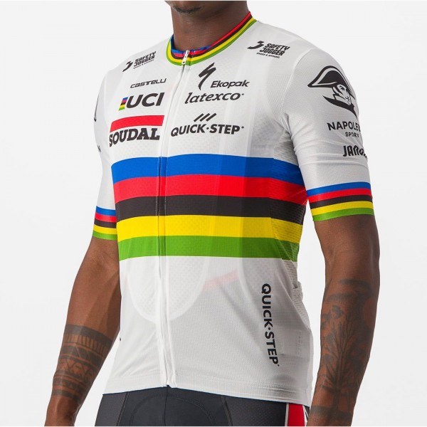 Soudal Quick-Step Straßenrad Weltmeister Regenbogentrikot 2023 Competizione Radtrikot kurzarm-Radsport-Profi-Team Radtrikot Kaufen