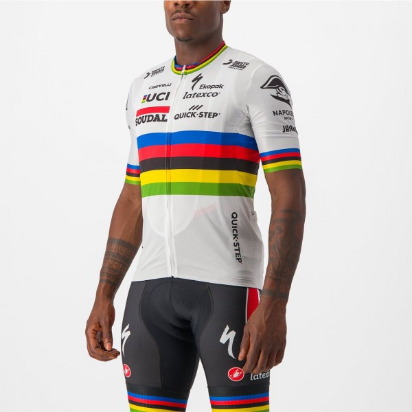 Soudal Quick-Step Straßenrad Weltmeister Regenbogentrikot 2023 Competizione Radtrikot kurzarm-Radsport-Profi-Team Radtrikot Kaufen