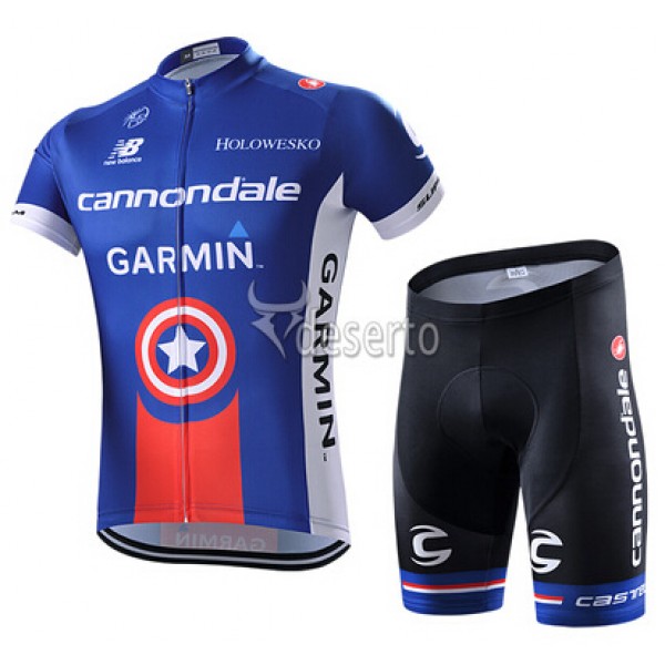 2015 Garmin Cannondale Radbekleidung Radtrikot Kurzarm und Fahrradhosen Kurz Blau Radtrikot Kaufen