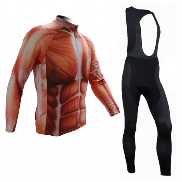 2015 Muscle Fahrradbekleidung Radtrikot Satz Langarm und Lange Trägerhose Radtrikot Kaufen