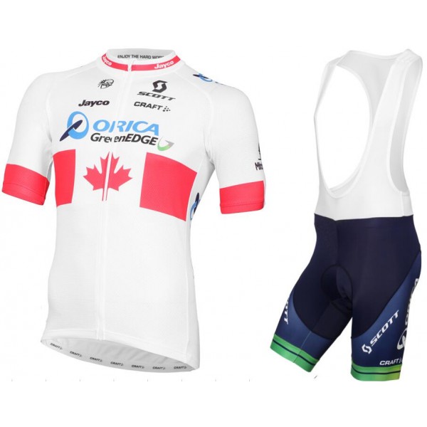2015 ORICA GREENEDGE Canadian Champion Fahrradbekleidung Satz Fahrradtrikot Kurzarm Trikot und Kurz Trägerhose Radtrikot Kaufen