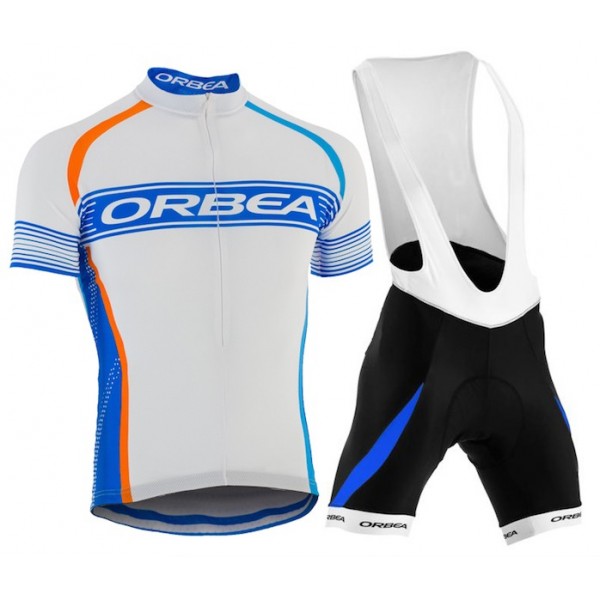 2015 Orbea Weiß-Blau Fahrradbekleidung Satz Fahrradtrikot Kurzarm Trikot und Kurz Trägerhose Radtrikot Kaufen