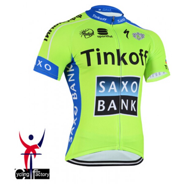 2015 Saxo Bank Tinkoff Radtrikot Kurzarm Fluorescence Radtrikot Kaufen