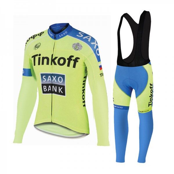 2015 Saxo bank Tionkff Fahrradbekleidung Radtrikot Satz Langarm und Lange Trägerhose Radtrikot Kaufen