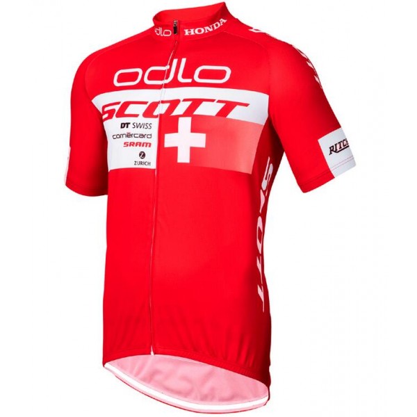 2015 Odlo Scott Swiss Rote Radtrikot Kurzarm Radtrikot Kaufen