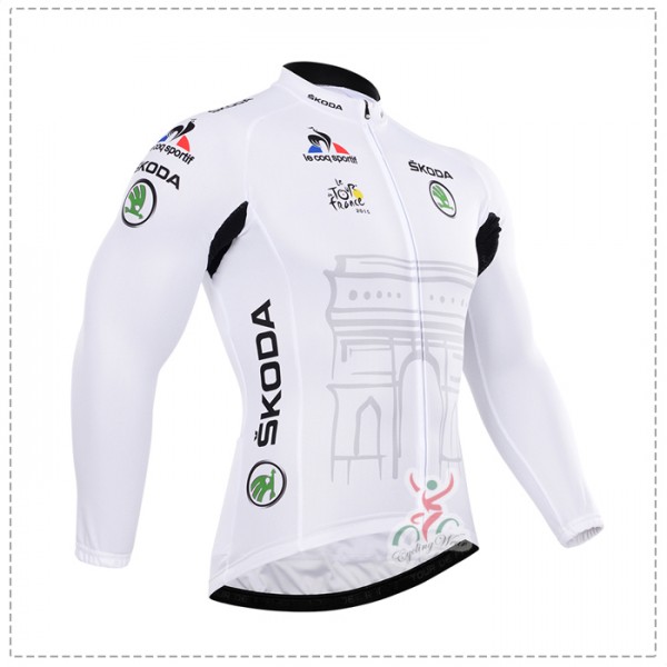 2015 Tour de France Fahrradtrikot Langarm Blanc Radtrikot Kaufen
