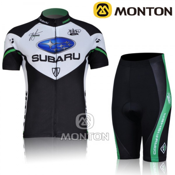 2011 SUBARU Damen Radbekleidung Radtrikot Kurzarm und Fahrradhosen Kurz Grün Radtrikot Kaufen