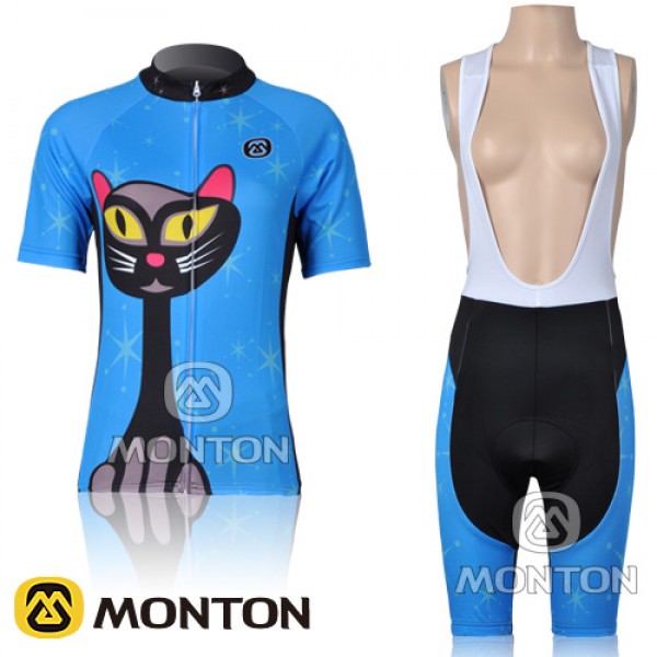 2011 MONTON Blue Cat Damen Fahrradbekleidung Satz Fahrradtrikot Kurzarm Trikot und Kurz Trägerhose Radtrikot Kaufen