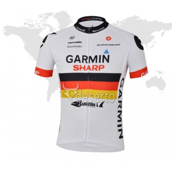 2013 Garmin Sharp Barracuda Deutsche Champion Radtrikot Kurzarm Weiß Radtrikot Kaufen