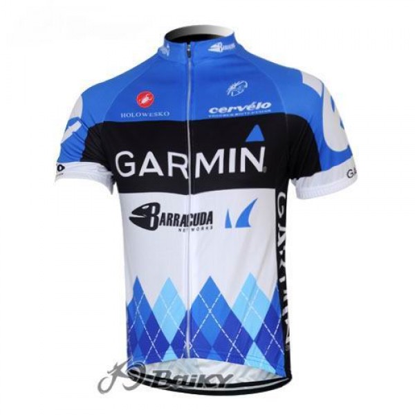 2012 Garmin Barracuda Radtrikot Kurzarm Weiß Blau Radtrikot Kaufen