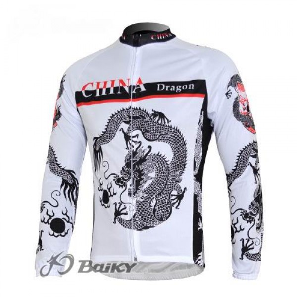 China Dragon Fahrradtrikot Langarm Weiß Radtrikot Kaufen