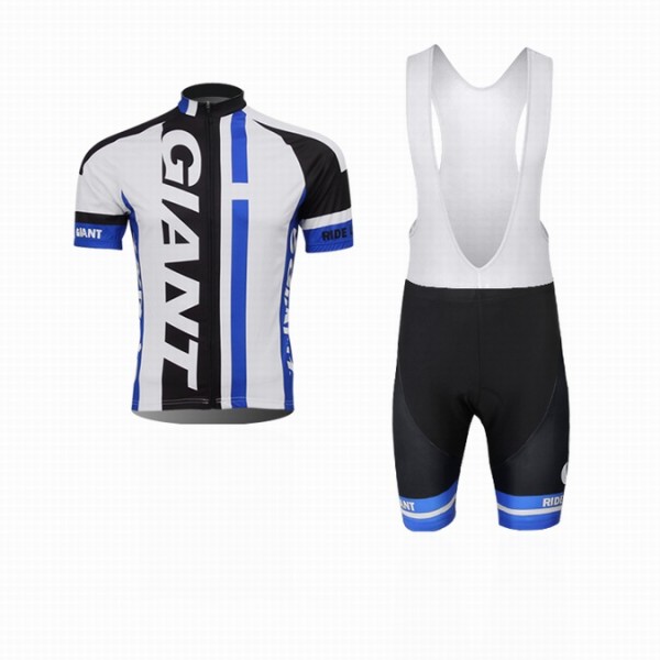 2014 Giant Radbekleidung Radtrikot Kurzarm und Fahrradhosen Kurz Weiß Schwarz Blau Radtrikot Kaufen