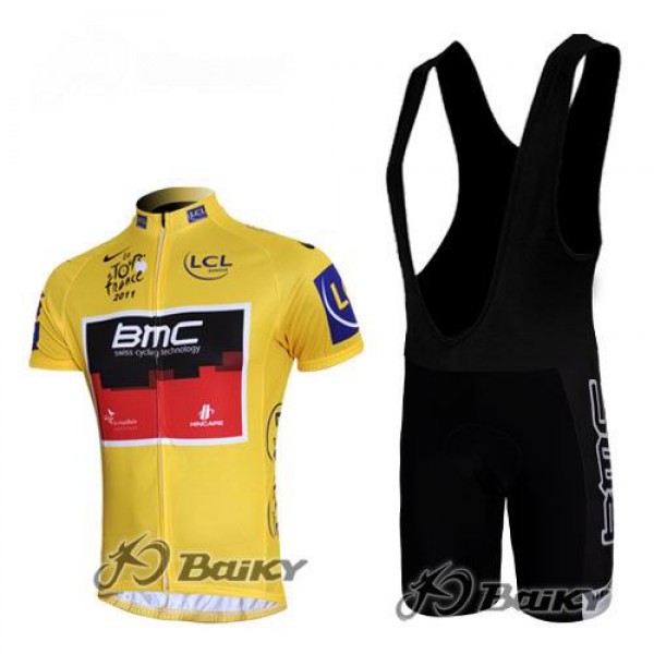 BMC 2011 Tour De France Radtrikot Kurzarm Kurz Trägerhose Kits Gelb Radtrikot Kaufen