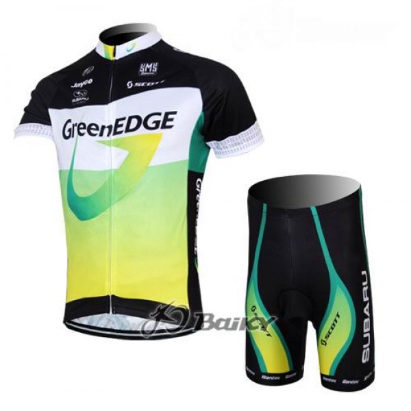 2012 Green Edge Radbekleidung Radtrikot Kurzarm und Fahrradhosen Kurz Grün Radtrikot Kaufen