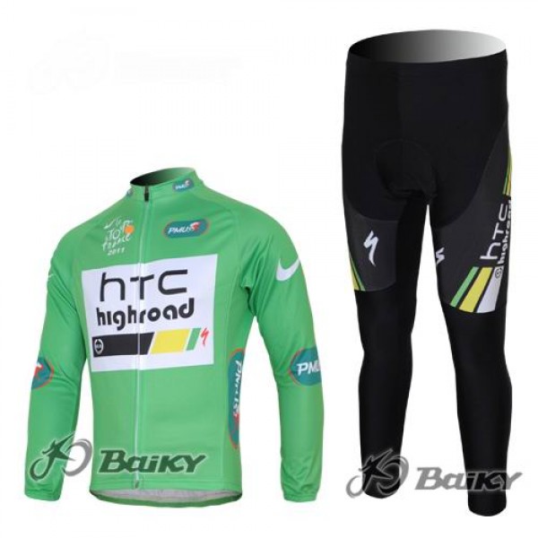 HTC-Highroad Pro Team Fahrradbekleidung Radtrikot Satz Langarm und Lange Fahrradhose Grün Radtrikot Kaufen