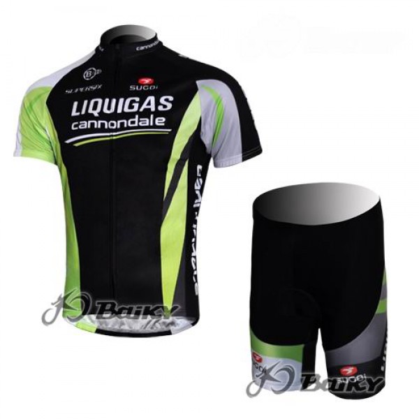 Liquigas Cannondale Pro Team Radbekleidung Radtrikot Kurzarm und Fahrradhosen Kurz Schwarz Grün Radtrikot Kaufen